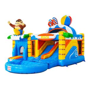 Springkussen Beachfun Dubbelslide met Plonsbad Springkussen Beachfun Dubbelslide met Plonsbad