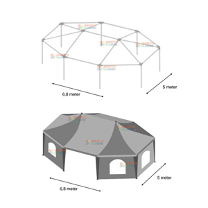 Pagodetent 5x6.8 Meter