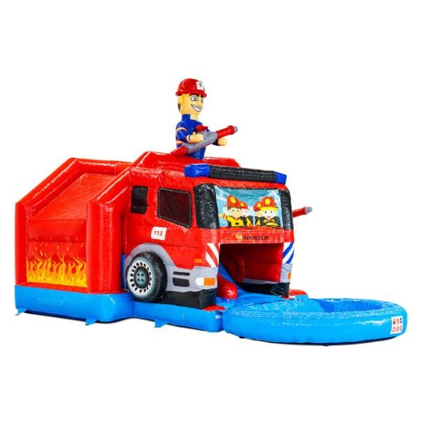 Springkussen Midi Summer Brandweer Dubbelslide met Plonsbad Verwacht april 2025